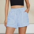 thumbnail image 1 of OIUUAK Striped Shorts for Women High Waisted Beach Casual Pull On Elastic Waist Summer Shorts with Pockets, Light Weight Pants for Women Summer, Lightweight Summer Pants Women, Summer Pants, 1 of 2