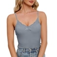 thumbnail image 1 of OIUUAK Summer Layering Camisole for Women,&nbsp;Lace Trim V Neck Adjustable Spaghetti Strap Stretch Fitted Undershirt Tank Top Double Lined Seamless Basic Everyday Wear, Gray, 1 of 9