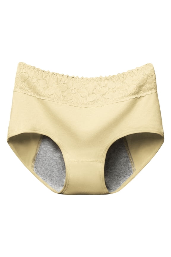 Washable Absorbency Incontinence Regular Underwear for Women, Reusable Leak Proof Protection Panties for Bladder Leakage, Light Yellow