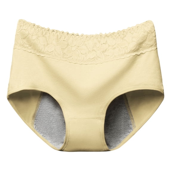 OIUUAK Washable Absorbency Incontinence Regular Underwear for Women, Reusable Leak Proof Protection Panties for Bladder Leakage, Light Yellow