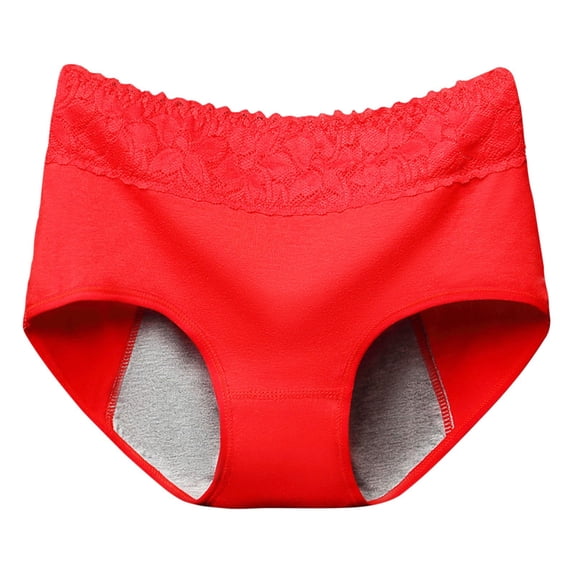 OIUUAK Washable Absorbency Incontinence Regular Underwear for Women, Reusable Leak Proof Protection Panties for Bladder Leakage, Red