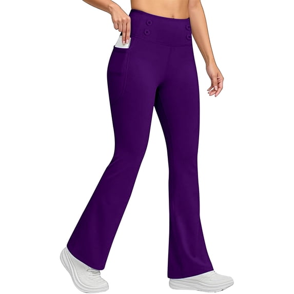 OIUUAK Women's Fleece Lined Flare Winter Warm Thick Leggings, Fleece Lined Yoga Pants Women, Fleece Leggings, Womens Flare Leggings