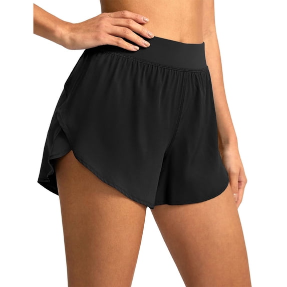 OIUUAK Women's Mid Waisted Running Shorts Side Split Sports Shorts Lightweight Gym Shorts With Liner, relaxed fit shorts women, shorts for summer, summer shorts