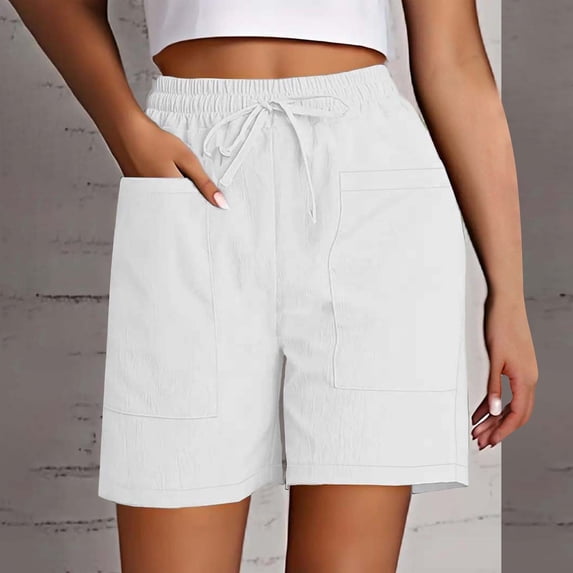OIUUAK Women's Solid Color Pocket Loose High Waist Casual Stylish Shorts, Light Weight Pants for Women Summer, Lightweight Summer Pants Women, Summer Pants