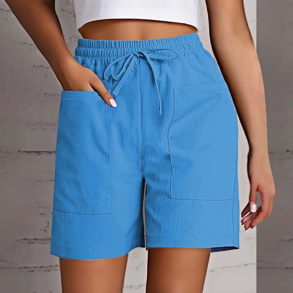 OIUUAK Women's Solid Color Pocket Loose High Waist Casual Stylish Shorts, Light Weight Pants for Women Summer, Lightweight Summer Pants Women, Summer Pants