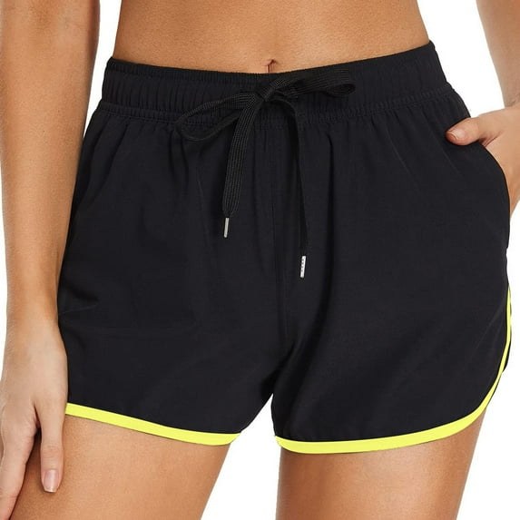 OIUUAK Women's Swim Shorts with Pockets High Waisted Board Bathing Shorts Bathing Suit Bottom Boy Shorts Swimsuit Bottom Wide Elastic Sports Yoga Shorts Swimbottom,The Drop Womens Clothing
