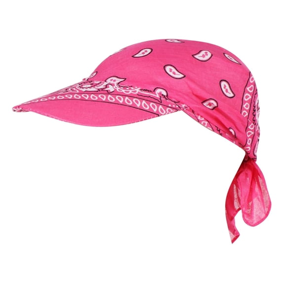 OIUUAK Womens Assorted Paisley Print Bandana Head Scarf Hat Summer Folding Anti-UV Golf Tennis Sun Visor Cap, Hot Pink