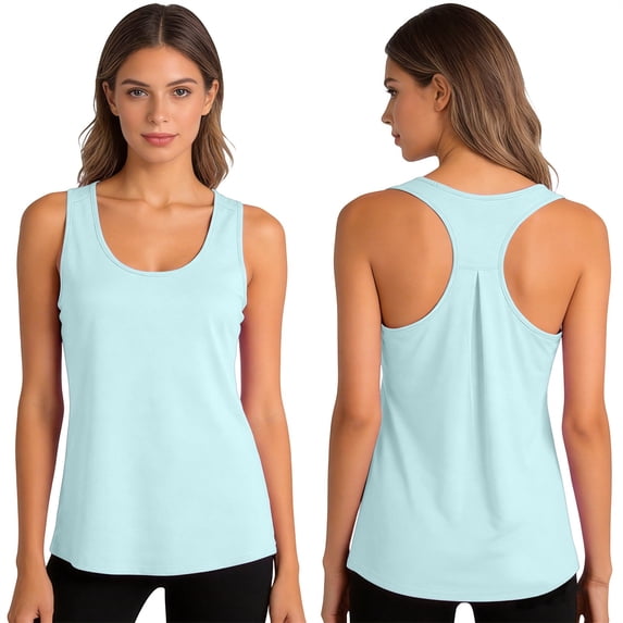 OIUUAK for Women Racerback Tank Tops, Loose Fit Athletic Workout Shirts Lightweight Breathable Summer Running Yoga Gym Tops Sleeveless, Light Green