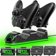 OIVO Xbox Controller Charger Station with 2 Packs 4320mWh Rechargeable Battery for Xbox Series X/S/One/Elite/Core Controller, Charging Dock with 4 Packs Covers (1800mAh)