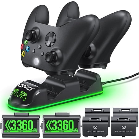 OIVO Xbox Controller Charger Station with 2 x 3360mWh Rechargeable Battery Pack for Xbox Series X/S/One/Elite/Core Controller, Black