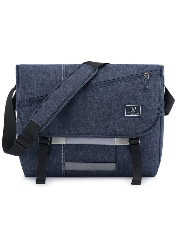 15.6 inch Laptop Messenger Briefcase for Men Women, Large Casual Satchel with Shoulder Strap, Blue
