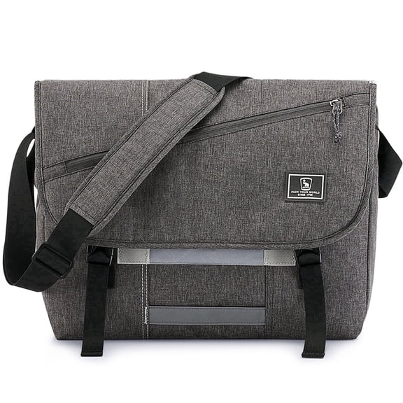 OIWAS 15.6 inch Laptop Messenger Briefcase for Men Women, Large Casual Satchel with Shoulder Strap, Gray