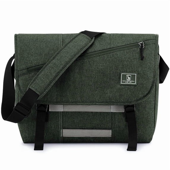 OIWAS 15.6 inch Laptop Messenger Briefcase for Men Women, Large Casual Satchel with Shoulder Strap, Green