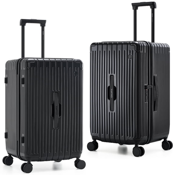 OIWAS ABS+PC Hard-shell Suitcase, 24" 70/30 Split with Deep Compartment for Family Trip, Black