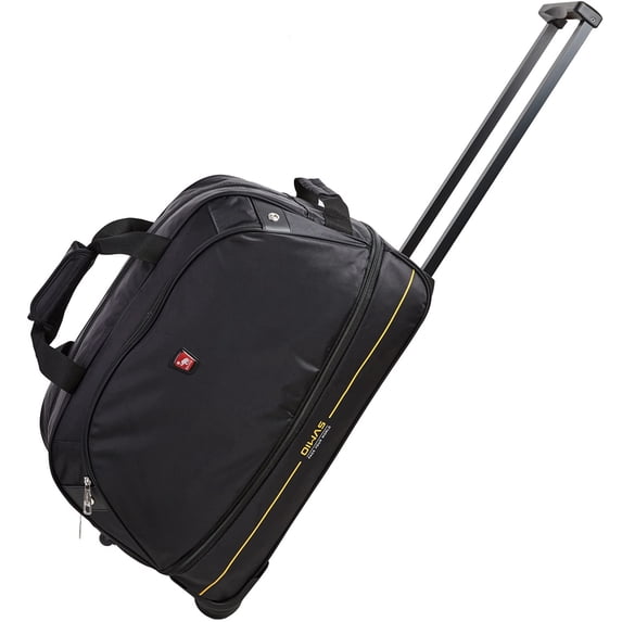 OIWAS Expandable Rolling Duffel Bag with Wheels and Telescopic Handle, Foldable Travel Luggage for Carry On, Black