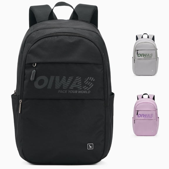 OIWAS Laptop Backpack, Lightweight Travel Computer Bag for 16-Inch Notebook, Large Capacity Business Commuter Daypack, Black