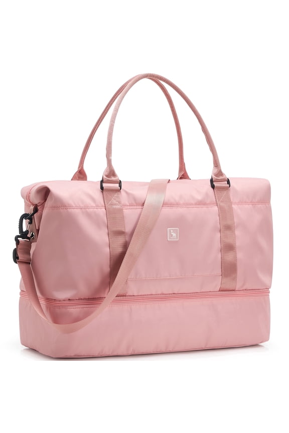 Lightweight Big Tote Bag Women Travel Gym Bottom Zip Shoe Pocket Oxford Pink