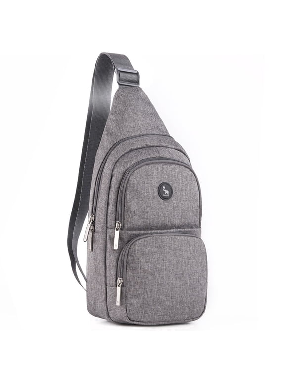 Crossbody Travel Sling Bag, Nylon, Gray, for Men Women, Water-Resistant Lightweight Anti-Theft, Fits 9.7-inch iPad