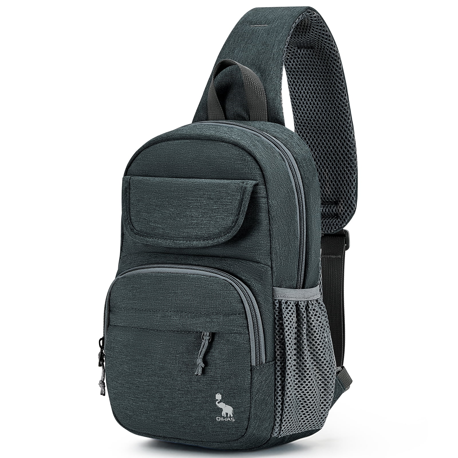 OIWAS Lightweight Sling Bag Crossbody Chest Backpack for Men Women, Travel Hiking One Strap Daypack, Gray