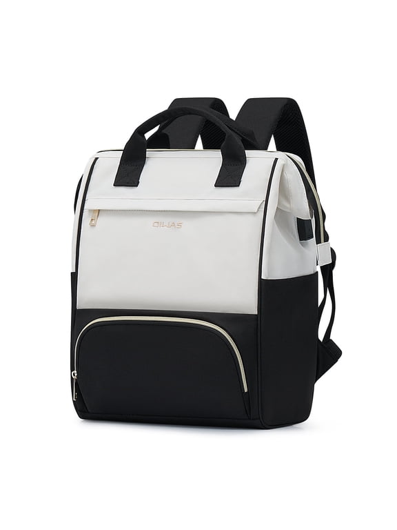 Lunch Bag Laptop Backpack Insulated Cooler with USB Port for Men Women, Fits 15.6 inch Laptop, White