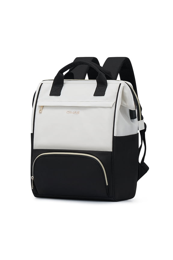 Lunch Bag Backpack Laptop Backpack Insulated Cooler Backpack with USB Port for Women Men Fits 15.6 Inch Laptop_White