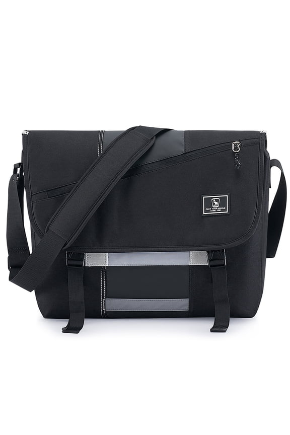 14 inch Laptop Messenger Satchel for Men Women, Casual Large Briefcase with Adjustable Strap, Black