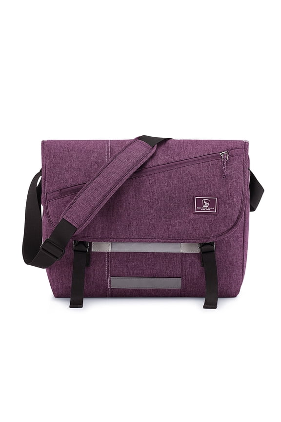 14 inch Laptop Messenger Satchel for Men Women, Large Casual Briefcase with Shoulder Strap, Purple