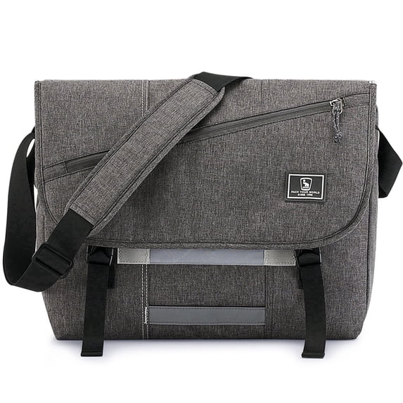 OIWAS 15.6 inch Laptop Messenger Briefcase for Men Women, Large Casual Satchel with Shoulder Strap, Gray