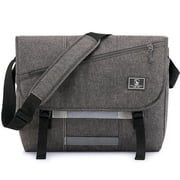 OIWAS 15.6 inch Laptop Messenger Briefcase for Men Women, Large Casual Satchel with Shoulder Strap, Gray