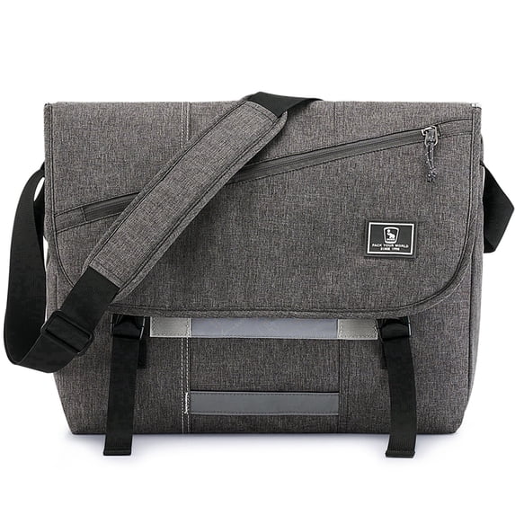 OIWAS 15.6 inch Laptop Messenger Briefcase for Men Women, Large Casual Satchel with Shoulder Strap, Gray