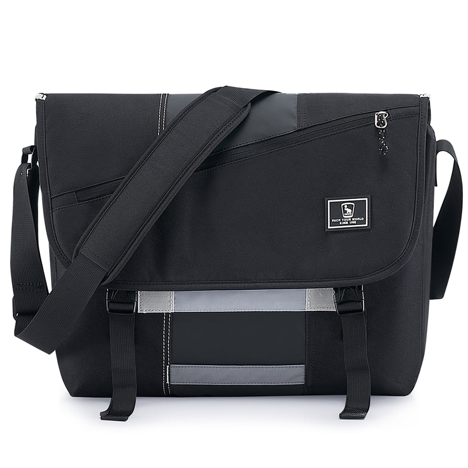 OIWAS 17 inch Casual Messenger Briefcase for Men Women, Large Computer Shoulder Bag with Padded Compartment, Black