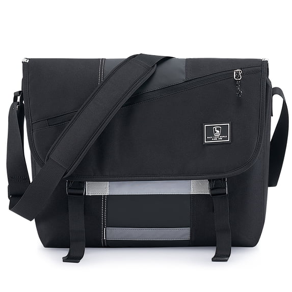 OIWAS 17 inch Casual Messenger Briefcase for Men Women, Large Computer Shoulder Bag with Padded Compartment, Black