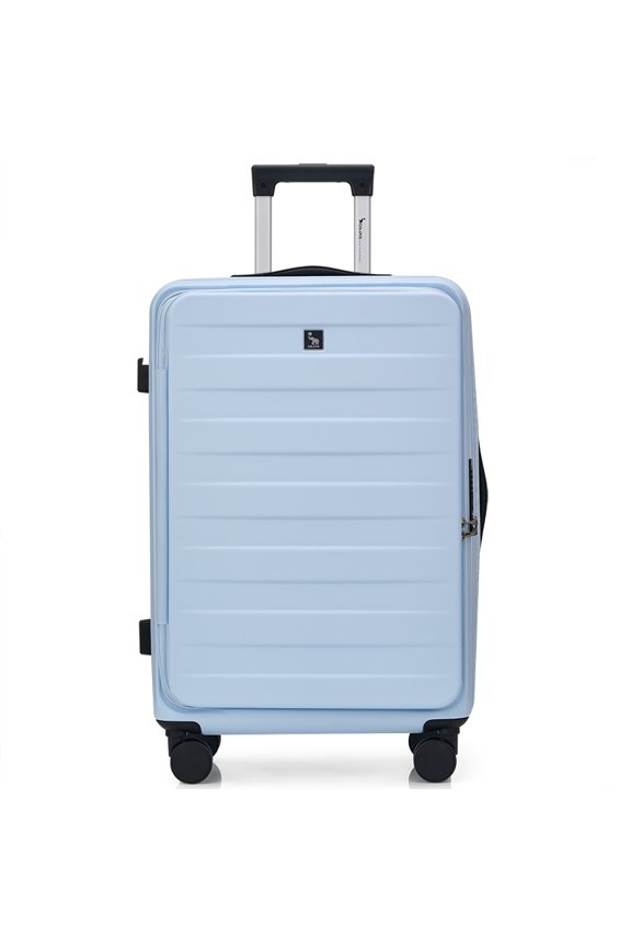 Tempered PC Carry-On Luggage 20 Inch Side Open Deep Compartment Expandable Suitcase Black