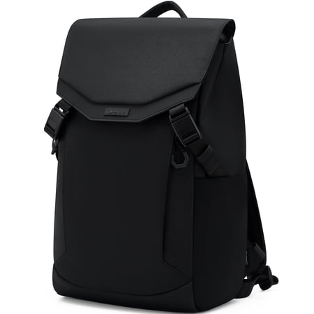 OIWAS Travel Laptop Backpack for Men Women, 16 Inch Hiking Daypack with Magnetic Buckle and Weight Reduction, 19.2L, Black
