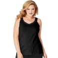thumbnail image 1 of OJ314 JMS Stretch Jersey Lace Trim Tank Top, Black - Size 2X, 1 of 1