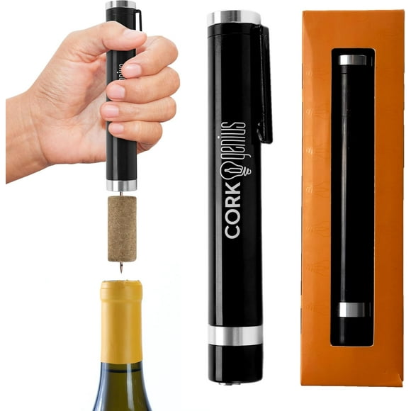 OJGNBMLZ-Wine Pen Mini, Air Pump Bottle Opener, Manual Compact Opener Using Air Pressure, Holiday or Christmas Gift for Wine Lovers, Servers, or Waiters, Black
