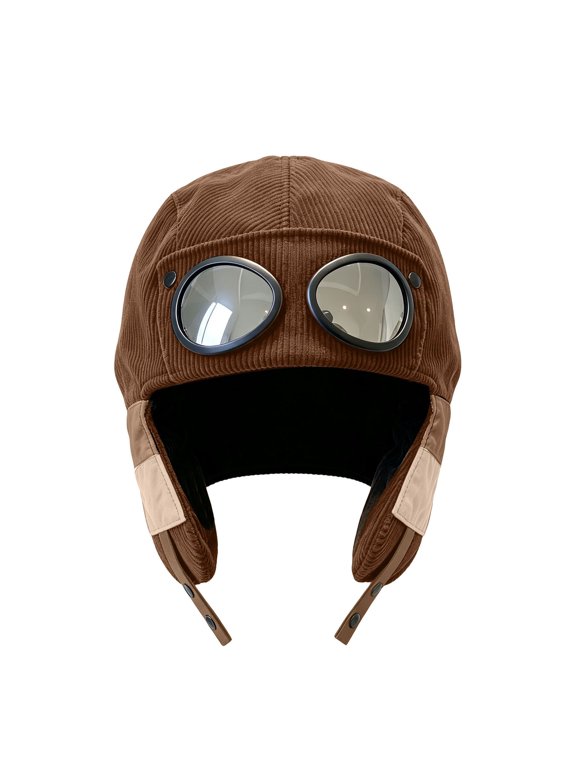 Hats for Men Women Corduroy Trapper Cap Goggle Earflap Windproof Warm Winter Ski Cap