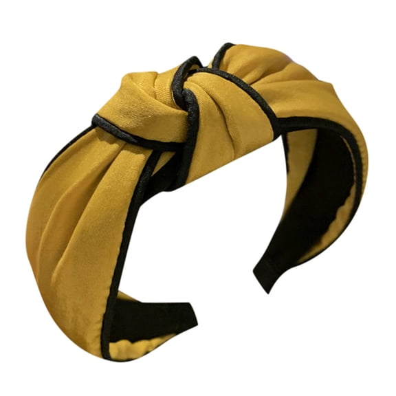 OJJCXA Headbands for Women Silky Braid Decor African Boho Stretch Turban Headwrap Comfortable Wavy Headbands Yellow One Size