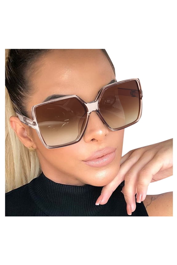 OJJCXA Sunglasses Womens Men Blue Light PC Frame Retro Street Shot Trend Daily Decor Sun Shades UV Protection Polarized Glasses Brown One Size