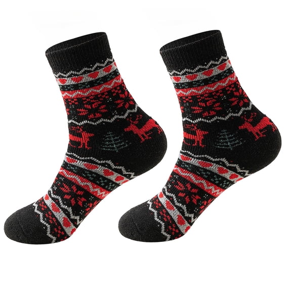 OJJCXA Womens Socks Breathable Casual Thick Thread Christmas Pattern Personalized Fashion Warm Mid Tube Winter Socks