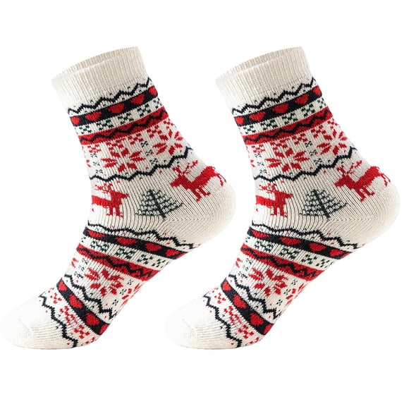 OJJCXA Womens Socks Breathable Casual Thick Thread Christmas Pattern Personalized Fashion Warm Mid Tube Winter Socks