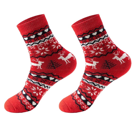 OJJCXA Womens Socks Breathable Casual Thick Thread Christmas Pattern Personalized Fashion Warm Mid Tube Winter Socks
