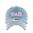 thumbnail image 1 of OJM Korean Letters Vintage Baseball Cap Embroidered Cotton Adjustable Distressed Dad Hat Light Denim, 1 of 1
