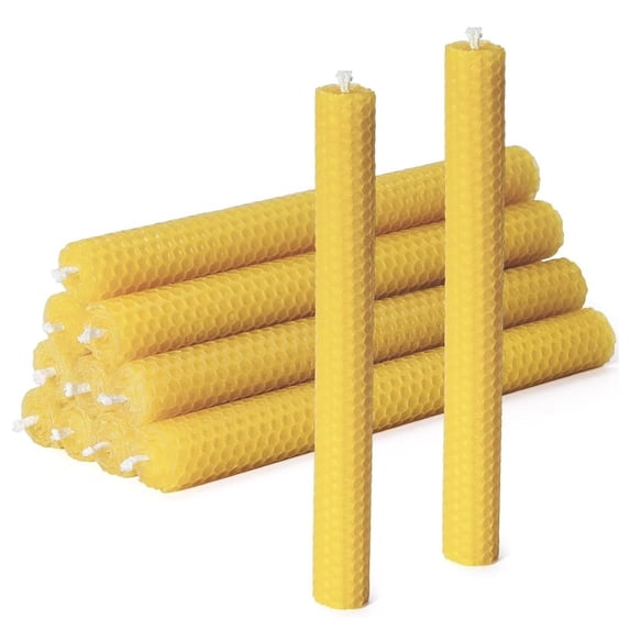 OJSFQUFP 10Pcs Handmade Beeswax Taper Candles Dripless Wax Candles Hand Rolled Honeycomb Candles for Dinner Party