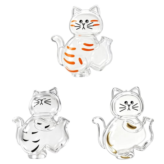 OJSFQUFP 3Pcs Cat Hair Keepsake Container Clear Cat Shaped Pet Keepsake Box for Shedding & Memorial Pet Hairs Collector Cute Home Decor for Cats Lovers