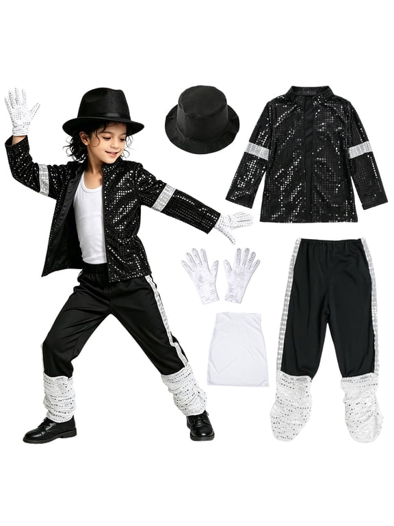 (4-13 Years) Retro Star Clothing Set Blouses with Sequins Pants Hat Suitable for 90s Halloween Parties Drama Performance