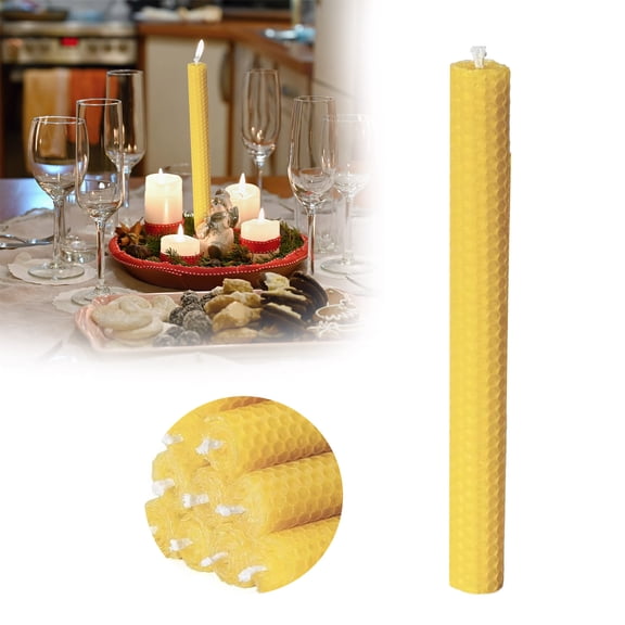 OJSFQUFP 6Pcs Handmade Beeswax Taper Candles Dripless Wax Candles Hand Rolled Honeycomb Candles for Dinner Party