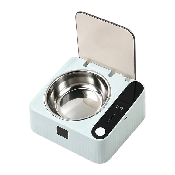 OJSFQUFP Automatic Pet Feeder with Stainless Steel Bowls With Auto Open Lid For Cats And Small Dogs