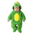thumbnail image 1 of OJSFQUFP Baby Dinosaur Toddler Fuzzy Plush Hooded Zipper Jumpsuit Infant Cosplay Romper for Halloween Party, 1 of 6