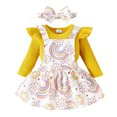 thumbnail image 1 of OJSFQUFP Baby Girl Fall and Winter Clothes Outfit Ruffle Romper Adjustable Suspender Overall Dress Bow Headband, 1 of 8